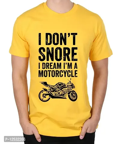 Caseria Men's Round Neck Cotton Half Sleeved T-Shirt with Printed Graphics - Snore Motorcycle-thumb0