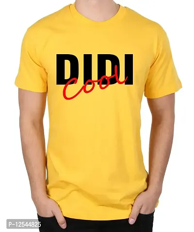 Caseria Men's Round Neck Cotton Half Sleeved T-Shirt with Printed Graphics - Didi Cool (Yellow, MD)