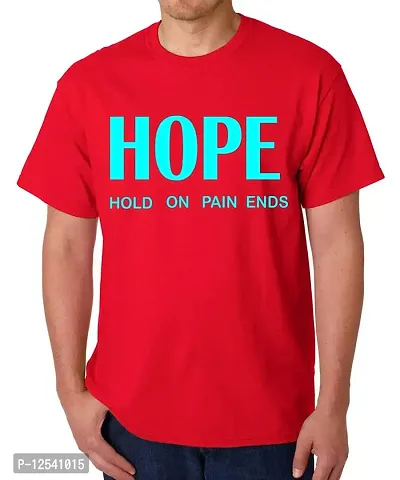 Caseria Men's Round Neck Cotton Half Sleeved T-Shirt with Printed Graphics - Hope Hold On (Red, XXL)-thumb0