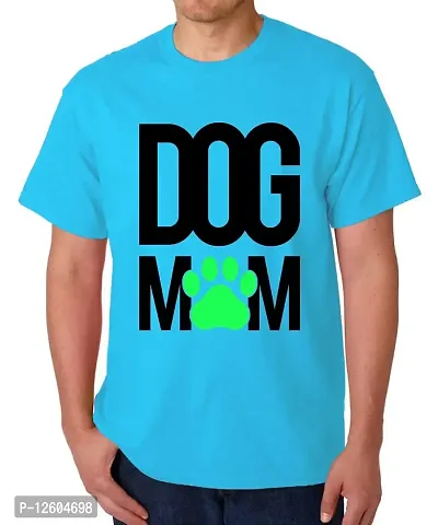 Caseria Men's Round Neck Cotton Half Sleeved T-Shirt with Printed Graphics - Dog Mom Feet (Sky Blue, SM)-thumb0