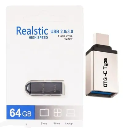 Realstic Cruzer Blade USB Flash Drive 2.0 With Type C OTG Pen Drive 64 GB 64 GB Pen Drive (Silver)