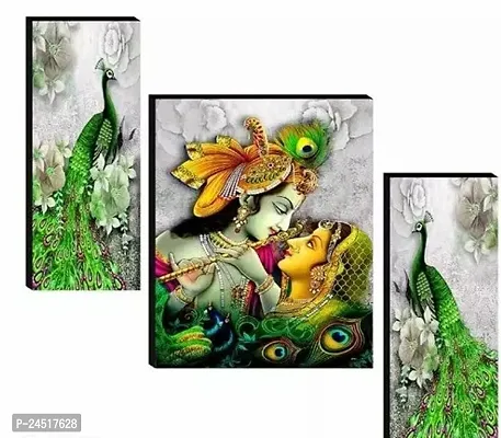 Aarav Associates Radha Krishna Set Of 3 6Mm Mdf Self Adhesive UVU Textured Digital Reprint 12 Inch X 18 Inch-thumb0