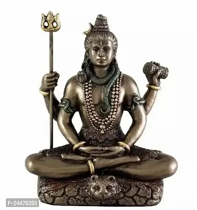 Aarav Associates Meditatin Lord Shiva Cold Cast Bronze Resin Decorative Figurine Brown And Golden-thumb0