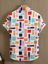 Stylish Multicoloured Lycra Printed Short Sleeves Shirt For Men-thumb1