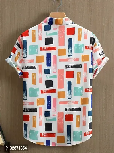 Stylish Multicoloured Lycra Printed Short Sleeves Shirt For Men-thumb2