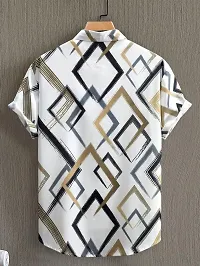 Stylish Multicoloured Lycra Printed Short Sleeves Shirt For Men-thumb1