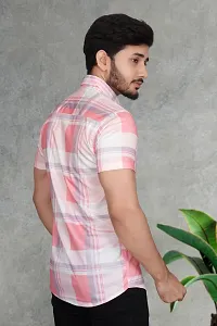 Stylish Multicoloured Lycra Checked Short Sleeves Shirt For Men-thumb1