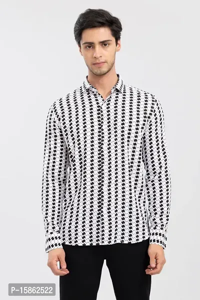 Stylish Lycra Printed Long Sleeves Casual Shirt For Men-thumb3