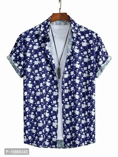 Trendy Lycra Printed Short Sleeves Casual Shirt For Men