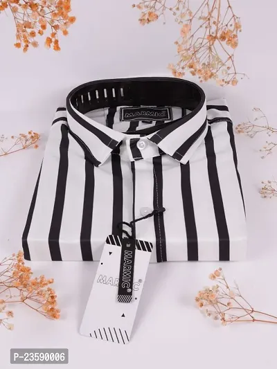Stylish Striped Cotton Spandex Half Sleeve Casual Shirt for Men-thumb2