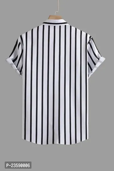 Stylish Striped Cotton Spandex Half Sleeve Casual Shirt for Men-thumb3
