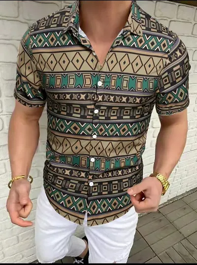 Trendy Polyester Spandex Short Sleeves Casual Shirt 