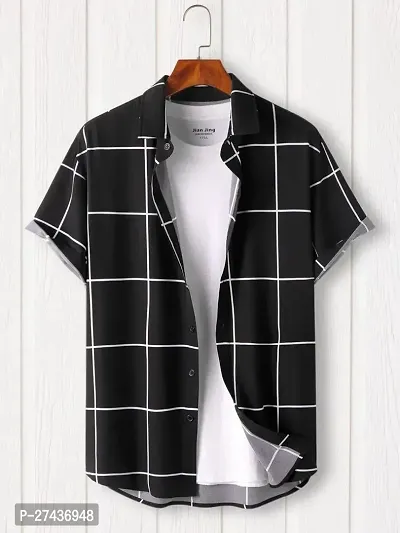 Classic Cotton Spandex Checked Casual Shirts for Men