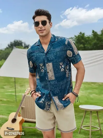 Classic Cotton Spandex Printed Casual Shirts for Men