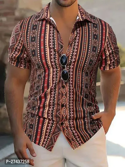 Classic Cotton Spandex Printed  Casual Shirts for Men
