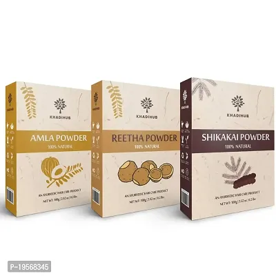 khadihub Premium Amla and Reetha powder for hair care