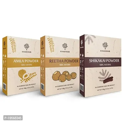 khadihub Premium Amla and Reetha powder for hair care-thumb0