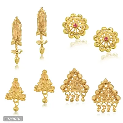 Stylish Alloy Golden Earrings- Combo of 4-thumb0