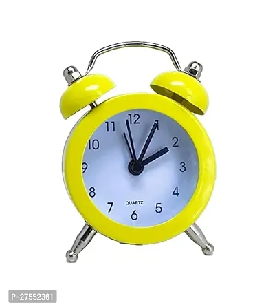 Analog Metal Body Cute Small Mini Twin Bell Shaped Alarm Clock with Soft Alaram Sound Clock Pack of 1-thumb0