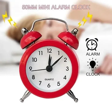 Analog Metal Body Cute Small Mini Twin Bell Shaped Alarm Clock with Soft Alaram Sound Clock Pack of 1