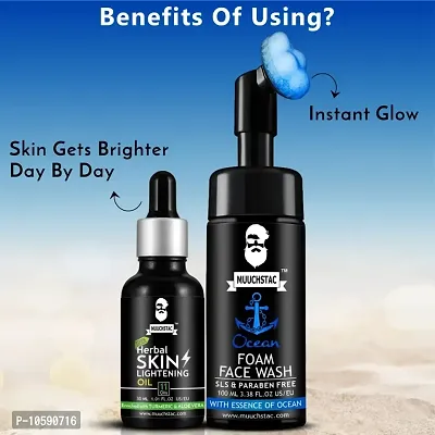 Muuchstac Skin Lightening Oil (30 ml) with Ocean Foam Face Wash - Inbuilt Brush (100 ml)-thumb3
