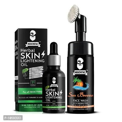 Muuchstac Skin Lightening Oil (30 ml) with Sea Breeze Face Wash - Inbuilt Brush (100 ml)-thumb0
