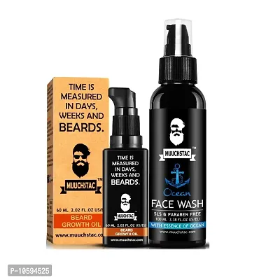 Muuchstac Beard Growth Oil (60 ml) with Ocean Face Wash (100 ml)-thumb0