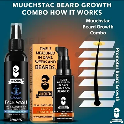Muuchstac Beard Growth Oil (60 ml) with Ocean Face Wash (100 ml)-thumb3