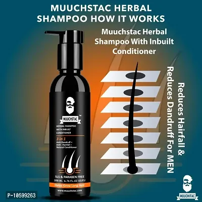 Muuchstac Herbal Shampoo with Inbuilt Conditioner 200 ml (Pack of 2)-thumb2