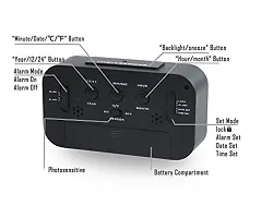 Dbell Digital Smart Back-Light Battery Operated Alarm Table Clock With Automatic Sensor Date & Temperature (Black,Plastic, 15Wx51Lx20H Inches)-thumb4