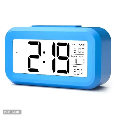 SHREE HANS FASHION Home  Kitchen Studio | Digital Smart Backlight Battery Operated Alarm Table Clock with Automatic Sensor (Blue)-thumb0