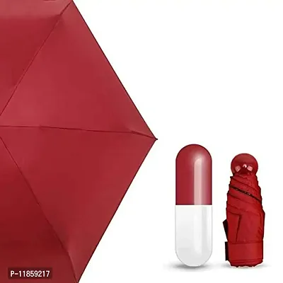 SHREE HANS FASHION Home and Kitchen Studio UV Protection tablet umbrella capsule umbrella For Rain Windproof  Sun Protection Features, 4 Folding Compact Capsule Case For Men Women Kids (Maroon)-thumb5