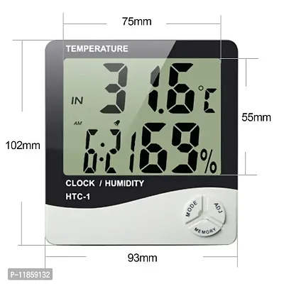 SHREE HANS CREATION DS Enterprise (HTC-1) Wall Mounting Room Thermometer with Humidity Incubator Meter, Accurate Temperature Indicator Plastic LED Digital alarm Clock Monitor for Indoor/Outdoor(004)-thumb2