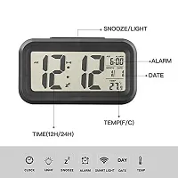 Dbell Digital Smart Back-Light Battery Operated Alarm Table Clock With Automatic Sensor Date & Temperature (Black,Plastic, 15Wx51Lx20H Inches)-thumb3