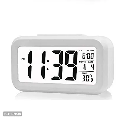 SHREE HANS FASHION Home & Kitchen Studio | Digital Smart Backlight Battery Operated Alarm Table Clock with Automatic Sensor (White.)