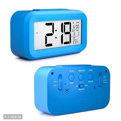 SHREE HANS FASHION Home  Kitchen Studio | Digital Smart Backlight Battery Operated Alarm Table Clock with Automatic Sensor (Blue)-thumb5