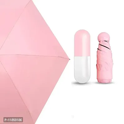 SHREE HANS FASHION Home and Kitchen Studio UV Protection tablet umbrella capsule umbrella For Rain Windproof  Sun Protection Features 4 Folding Compact Capsule Case For Men Women Kids (Pink)-thumb0