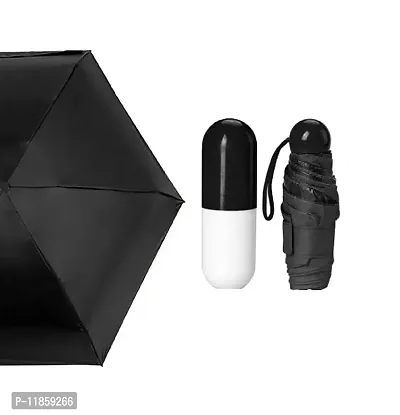 SHREE HANS FASHION Home and Kitchen Studio UV Protection tablet umbrella capsule umbrella For Rain Windproof  Sun Protection Features, 4 Folding Compact Capsule Case For Men Women Kids (Black)