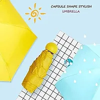 SHREE HANS FASHION Home and Kitchen Studio UV Protection tablet umbrella capsule umbrella For Rain Windproof and Sun Protection Features, 4 Folding Compact Capsule Case For Men Women Kids (Yellow)-thumb1