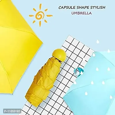 SHREE HANS FASHION Home and Kitchen Studio UV Protection tablet umbrella capsule umbrella For Rain Windproof and Sun Protection Features, 4 Folding Compact Capsule Case For Men Women Kids (Yellow)-thumb2