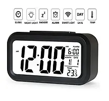SHREE HANS FASHION Home  Kitchen Studio | Digital Smart Backlight Battery Operated Alarm Table Clock With Automatic Sensor (Black,Plastic, 15Wx16Lx20H Inches)-thumb1