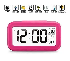 SHREE HANS FASHION Home  Kitchen Studio | Digital Smart Backlight Battery Operated Alarm Table Clock with Automatic Sensor | Date  Temperature (Pink)-thumb1