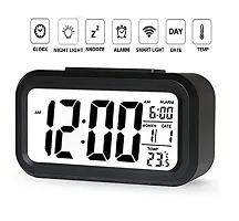 Dbell Digital Smart Back-Light Battery Operated Alarm Table Clock With Automatic Sensor Date & Temperature (Black,Plastic, 15Wx51Lx20H Inches)-thumb1