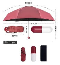 SHREE HANS FASHION Home and Kitchen Studio UV Protection tablet umbrella capsule umbrella For Rain Windproof  Sun Protection Features, 4 Folding Compact Capsule Case For Men Women Kids (Maroon)-thumb3