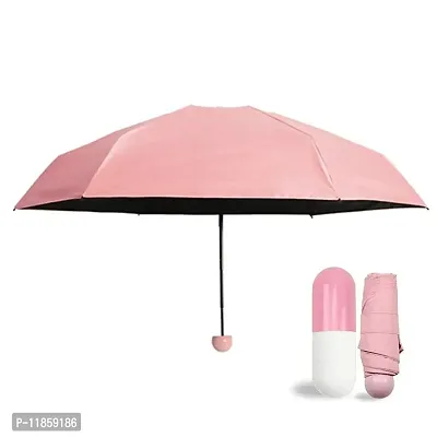 SHREE HANS FASHION Home and Kitchen Studio UV Protection tablet umbrella capsule umbrella For Rain Windproof  Sun Protection Features 4 Folding Compact Capsule Case For Men Women Kids (Pink)-thumb2