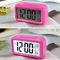 SHREE HANS FASHION Home  Kitchen Studio | Digital Smart Backlight Battery Operated Alarm Table Clock with Automatic Sensor (Pink)-thumb4