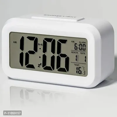 SHREE HANS FASHION Home & Kitchen Studio Digital Smart Alarm Clock with Automatic Sensor,Date and Temperature (White)-thumb2