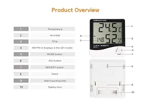 SHREE HANS CREATION DS Enterprise (HTC-1) Wall Mounting Room Thermometer with Humidity Incubator Meter, Accurate Temperature Indicator Plastic LED Digital alarm Clock Monitor for Indoor/Outdoor(004)-thumb3