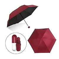 SHREE HANS FASHION Home and Kitchen Studio UV Protection tablet umbrella capsule umbrella For Rain Windproof  Sun Protection Features, 4 Folding Compact Capsule Case For Men Women Kids (Maroon)-thumb1