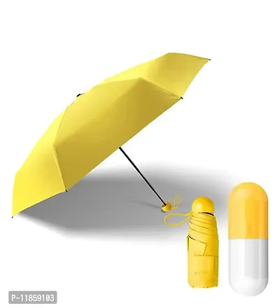 SHREE HANS FASHION Home and Kitchen Studio UV Protection tablet umbrella capsule umbrella For Rain Windproof and Sun Protection Features, 4 Folding Compact Capsule Case For Men Women Kids (Yellow)-thumb4